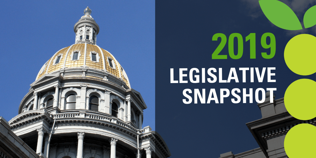 Colorado capitol image with the words "2019 Legislative Snapshot"